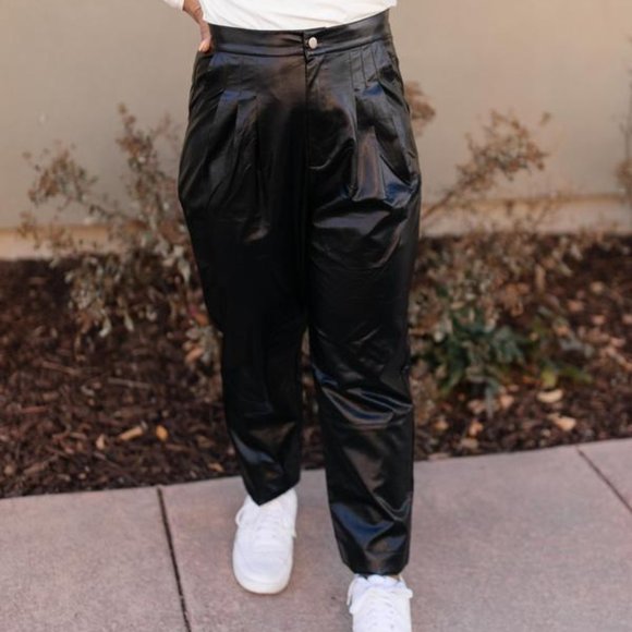 The Future Trousers in Black Leather Pants - Picture 1 of 5